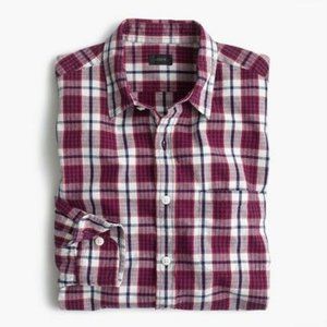 J. Crew Slub Cotton Shirt in Red Check